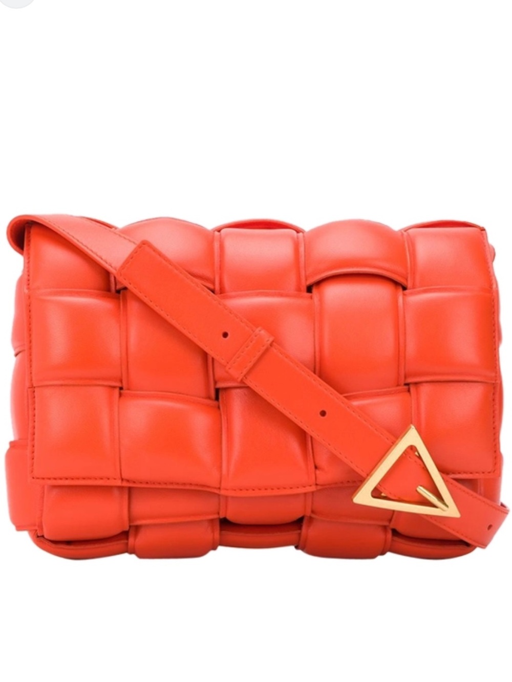 $4900 Bottega Veneta Orange Padded Intrecciato  Leather Cassette Handbag